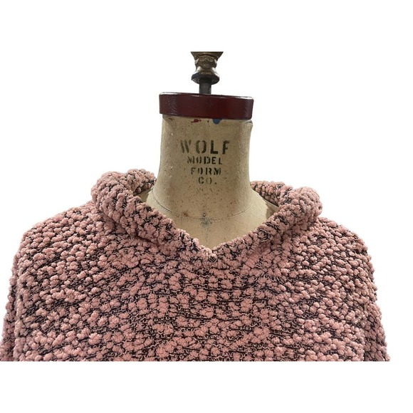 Hooked Up Womens Pullover Popcorn Hoodie Sweater Pink Fluffy Textured S - Picture 3 of 8